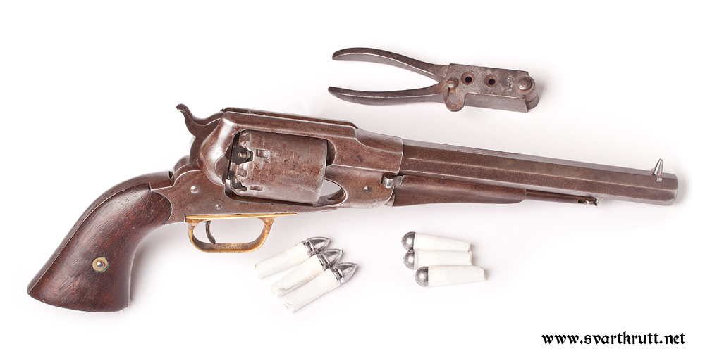 Original Remington New Model Army med papirpatroner og original støpetang.